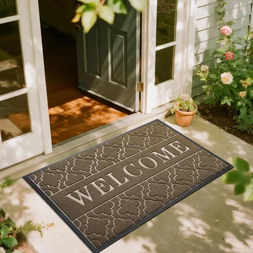 Vista 32 de Yimobra - Tapete de bienvenida impermeable y antideslizante para interiores y exteriores, resistente, para todo tipo de clima, bajo perfil
