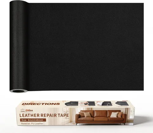 Vista 7 de ONine - Cinta de reparación de piel, parche para reparación de piel autoadhesivo de 12 x 48 pulgadas, impermeable, resistente al desgaste, para Negro