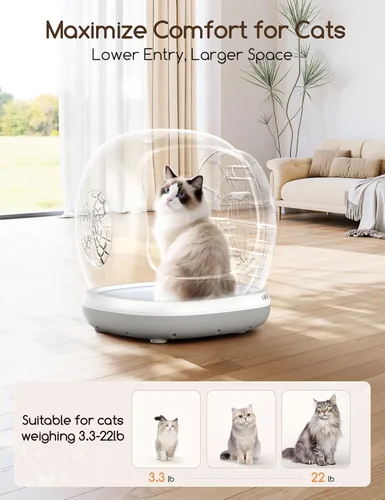 Vista 7 de Meowant Caja de Arena Autolimpiante, Caja de Arena Automática Autolimpiante con Control por APP, 75L Extra Grande Abierta de Entrada Baja Cajas