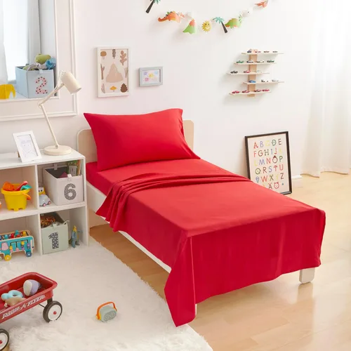 Vista 18 de Amazon Basics Juego de sábanas para niños de microfibra ligera, suave y fácil de lavar, 3 piezas, tamaño Twin, Aqua brillante, diseño sólido