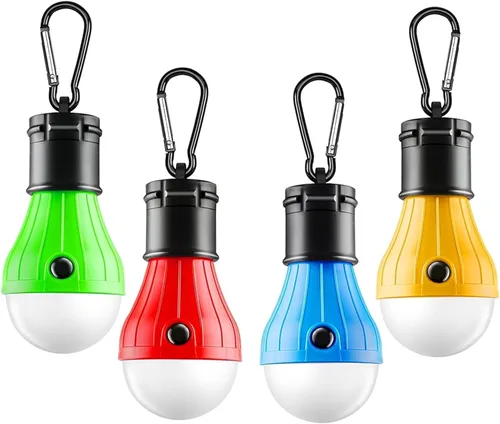 Vista 2 de Juego de 4 faroles LED para campamento, luces portátiles para tienda de campaña con ganchos de clip, lámpara de campamento, juego de faroles LED