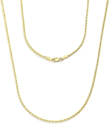 Vista 4 de Floreo 10k Yellow Gold 2mm Hollow Rope Chain Necklace with Lobster Claw Clasp