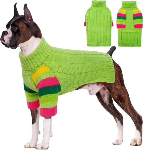 Vista 29 de Suéteres XXL elásticos para perros, suéter de punto de cuello alto para perros extra grandes, suéteres para perros de tamaño grande, suéter cálido