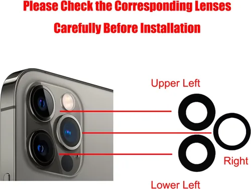Vista 5 de Juego de 3 fundas de repuesto para lente de cámara trasera de 12 Pro para iPhone 12 Pro (6.1 pulgadas), antiarañazos y resistente al agua, cubierta