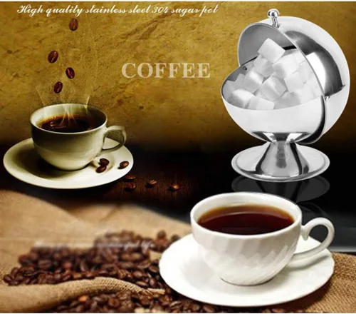 Vista 7 de DOITOOL Azucarero de acero inoxidable con tapa, tarro esférico para dulces y botella de condimento para el hogar, cocina, mesa de comedor, 5.51 x