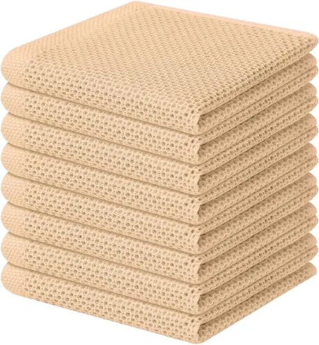 Vista 264 de Homaxy Paños de cocina de 100% algodón con tejido de gofre, ultra suaves, absorbentes, de secado rápido, 12 x 12 pulgadas, paquete de 6, amarillo