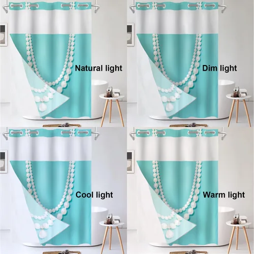 Vista 65 de Shrahala Father and Child Embracing No Hooks Shower Curtain with Snap in Liner Set, Tender Moment Captured Bathroom Décor Polyester Fiber Waterproof