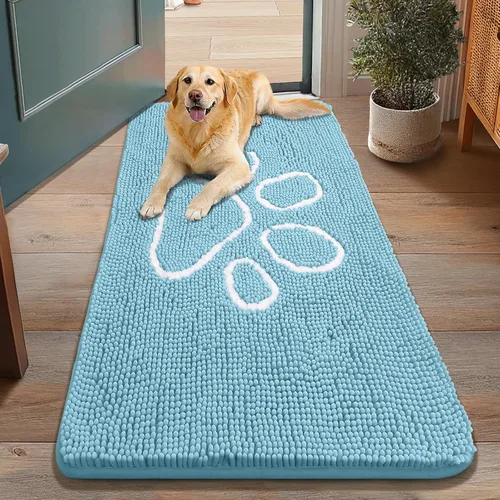 Vista 17 de Smiry Tapete para puerta de perro para patas fangosas, absorbente y Gris y negro