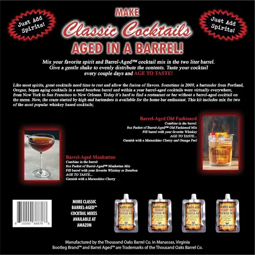 Vista 6 de Kit de envejecimiento de cóctel de barril de whisky de 2 litros, mini barriles de bourbon de 2 litros completos con barril de pizarra frontal