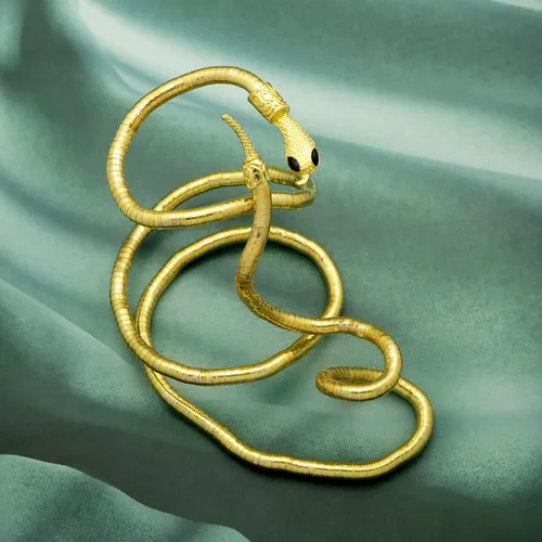 Vista 7 de RechicGu Elegante Egipto Cleopatra Remolino Serpiente Brazalete Abierto Brazalete Brazalete Flexible