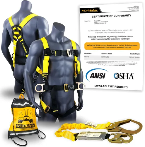 Vista 6 de KwikSafety - Charlotte, NC - HURRICANE Safety Harness [3 D-RINGS, BACK SUPPORT] ANSI Tested OSHA Compliant