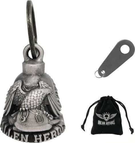 Vista 51 de Dream Apparel Campanas de motocicleta para motociclistas, accesorios de campanas pesadas y llavero para la suerte