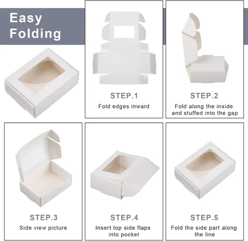 Vista 46 de Zonon 30 piezas de cajas de jabón para embalaje casero, mini cajas de regalo de papel kraft con ventana para panadería, caramelos, fabricación
