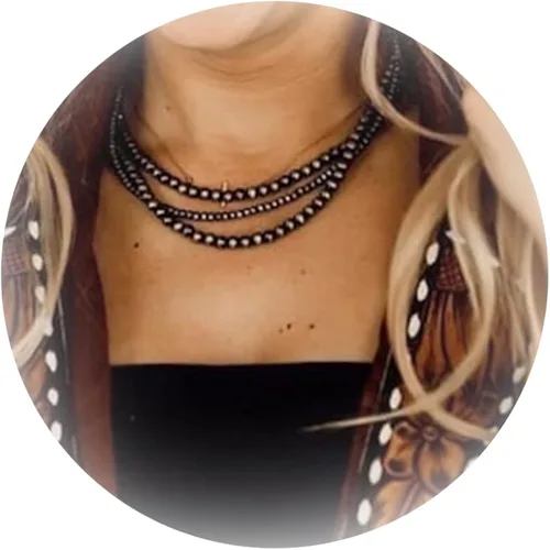 Navajo - Collar de perlas occidentales para mujer, collar vintage en capas, gargantilla con cuentas para niñas