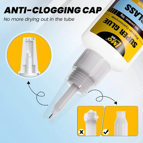 Vista 3 de Super Pegamento Transparente para Vidrio 30 Gramos, Superpegamento Delgado para Reparación de Artesanías de Acrílico, Plexiglás, Vasos, Carga