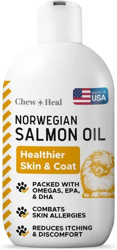 Aceite de salmón para perros – Aceite de pescado premium para la salud de la piel y el pelaje – Suplemento Omega 3 – Ayuda a la picazón en la piel –