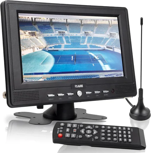 Televisión portátil pequeña de 7 pulgadas con antena, sintonizador digital integrado y batería recargable, pequeña televisión con control para