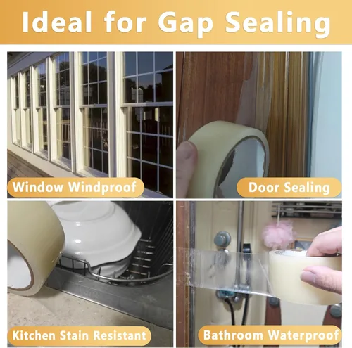 Vista 4 de SWRT 2 pulgadas x 27 metros 8 mil Cinta transparente resistente para sellado de ventanas, sin residuos, aislamiento de ventana para invierno