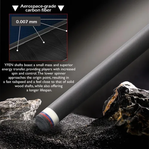Vista 5 de YFEN Carbon Fiber Pool Cue Stick 11.5mm 12.5mm Low Deflection Pool Stick with Rare Wood Butt Balone Shell Inlaid Ring Professional Cue Stick with