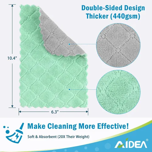 Vista 6 de AIDEA Toallas de cocina, paquete de 12 paños absorbentes de forro polar coral, sin olor, reutilizables, paños de limpieza de microfibra, paños