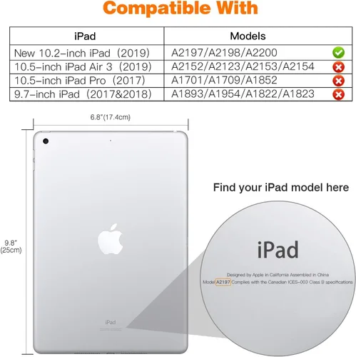 Vista 7 de Funda para iPad de 10.2 pulgadas (2019), iPad de 7 generación de 10.2 pulgadas, funda protectora de cuero, soporte ajustable, funda inteligente
