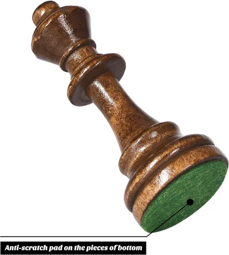 Vista 6 de Vamslove Piezas de Ajedrez de Madera Pesadas Solamente - Rey de 3.8'' - 2 Reinas Extra - 34 Piezas de Ajedrez de Madera de Torneo para Juego