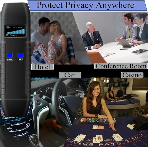 Vista 5 de Detector de cámara oculta Detector GPS Tracker Detector, RF Bug Sweeper Dispositivo de escucha Detector para coche, hotel, reunión Protege tu