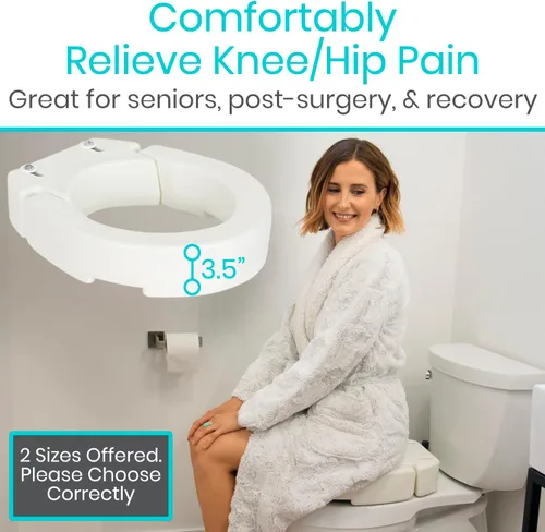 Vista 2 de Vive Asiento de inodoro elevado (alargado, añade 3.5 pulgadas) – Elevador y extensor de asiento de inodoro elevado para personas mayores