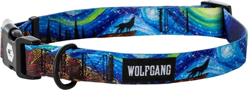 Vista 37 de Wolfgang - Collar de perro resistente y ajustable con hebilla de nailon de liberación rápida para caminar y entrenar, estampado BrookTrout, talla S