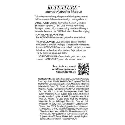 Vista 2 de Keratin Complex - Mascarilla Hidratante Intensa KCTEXTURE - 4 fl oz