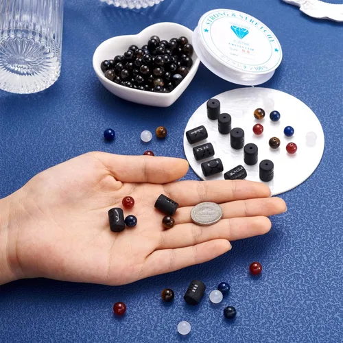 Vista 7 de Crafans Cuentas de piedras preciosas de vidrio natural, kit de fabricación de pulseras con temática de constelación, cuentas de piedra natural