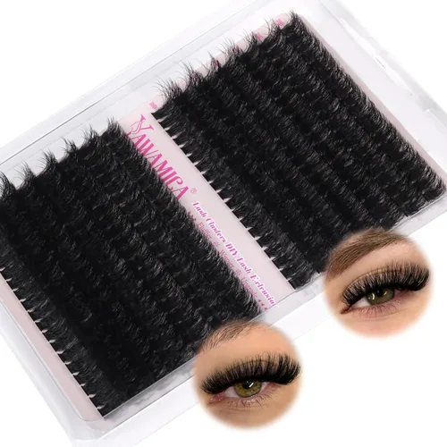 Vista 23 de Yawamica - Extensiones de pestañas en racimo, volumen 100D, 12-20 mm, puntas de 15-21 mm, individuales, estilo manga, tipo hada, efecto wispy