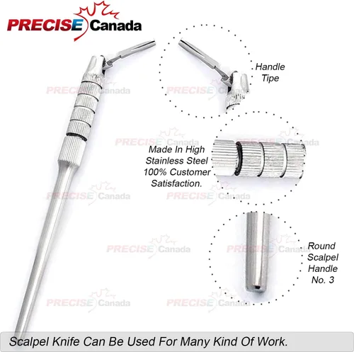 Vista 4 de Patrón Redondo Ajustable 7 Maneras Escalpelo Mango #3 Dental IMPLANTES Nuevo