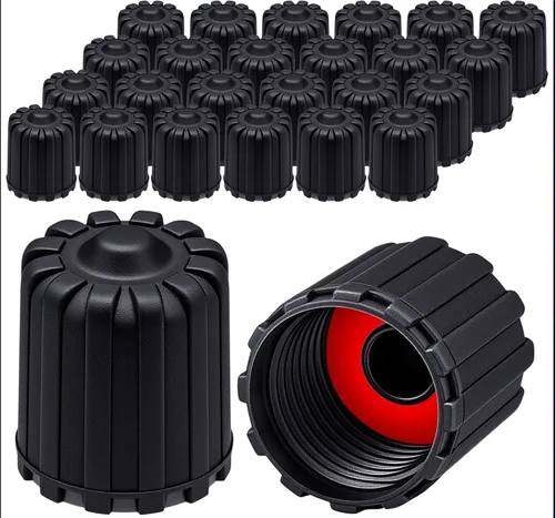Vista 29 de 10 piezas de tapas de válvula de neumático TPMS con vástago largo, tapas de válvula de rueda de plástico negro para TPMS TR20008, tapas de vástago