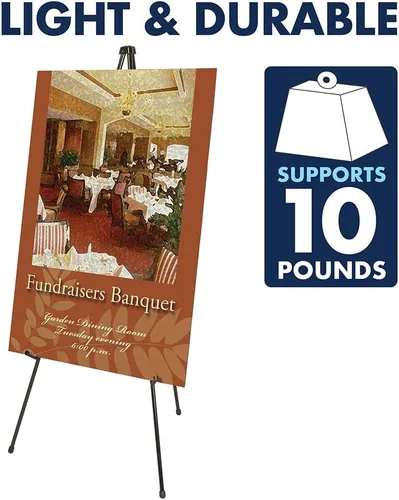 Vista 3 de Quartet Caballete, soporte de caballete instantáneo, resistente, 63 pulgadas, soporta 10 libras, base de trípode (27E), negro