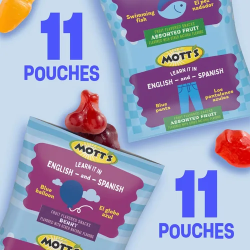 Vista 3 de Mott's Snacks con sabor a frutas, bayas y frutas variadas, aperitivo sin gluten, paquete económico, 22 unidades, 17.6 onzas