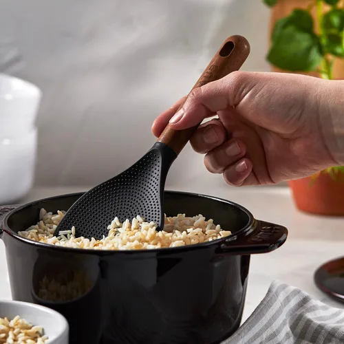 Vista 10 de Staub - Cuchara con mango de madera, cuchara de cocina multifunción Cuchara de cocina de silicona apta para alimentos, cabeza de silicona resistente