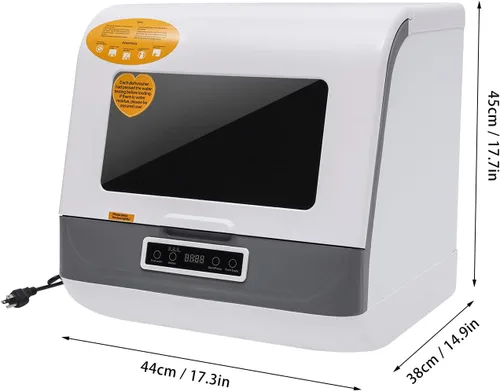 Vista 6 de Lavavajillas de mesa portátil de 1200 W, lavadora compacta de 110 V, lavavajillas RV con función de secado al aire de gran capacidad, 3 programas