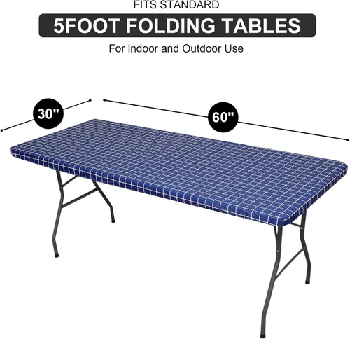 Vista 303 de Mantel rectangular, manteles de plástico elásticos ajustables con parte trasera de franela para mesas de 4 pies, manteles de vinilo impermeables
