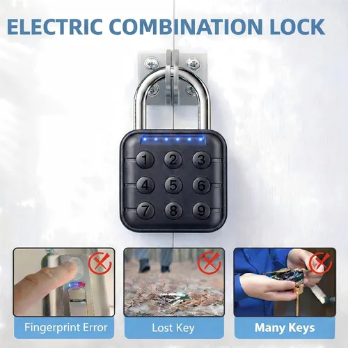 Vista 6 de Candado de combinación: cerradura de combinación con código de 6 dígitos, candado digital con entrada sin llave, cerradura de aleación de zinc