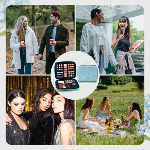 Vista 7 de Color Nymph Paletas de maquillaje para niñas de cualquier edad, juego de maquillaje para adolescentes con bolsa reutilizable, paleta de sombras