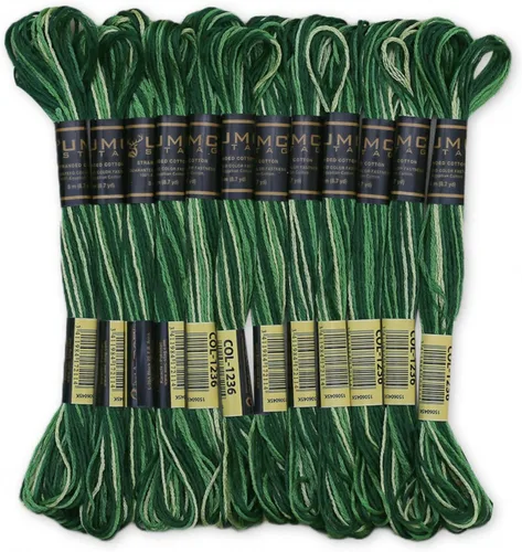 Vista 12 de 12 piezas de hilo de bordado de color negro de alta calidad, madejas 100% de algodón egipcio de alta calidad, hilo de bordado de punto de cruz