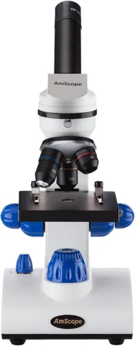 Vista 3 de AmScope microscopio para el mejor estudiante de 2016, 40X-1000X, lente de vidrio óptica con luz doble, microscopio para estudiantes con marco