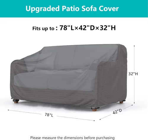 Vista 15 de Funda impermeable para sofá de patio, funda resistente para sofá de 3 plazas, con ventilación de aire y asas, 104 pulgadas de largo x 40 pulgadas