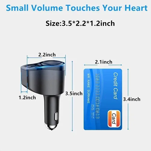 Vista 6 de Cargador de coche USB C 4 en 1, adaptador de encendedor de cigarrillos multi USB de 168 W, divisor de enchufe con 3 puertos USB, 12 V/24 V, doble