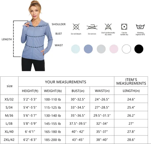 Vista 6 de Libin sudadera con capucha para mujer, con cremallera completa, UPF 50+, capucha con protección solar, de manga larga, para senderismo
