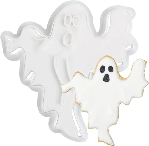 Vista 33 de Flycalf Cortadores de galletas de Halloween, formas de sombrero de bruja con sellos de émbolo, accesorios de horneado de ácido poliláctico