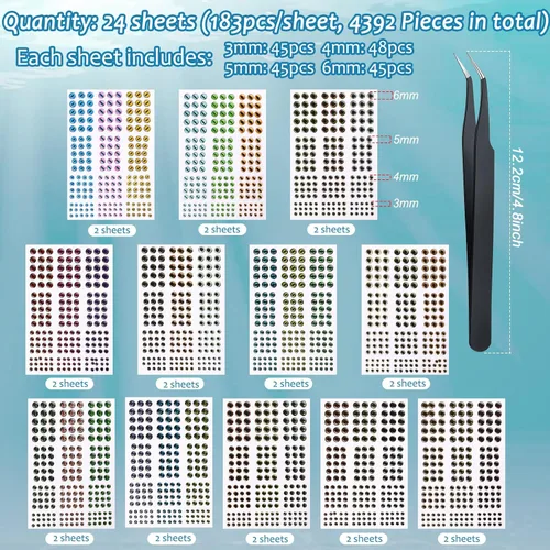 Vista 2 de Skylety Señuelo de pesca, ojos artificiales, 3D, calcomanías surtidas con 1 pinza para cebos de pesca, accesorio de bricolaje, 0.157 pulgadas, 0.257