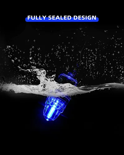 Vista 6 de BLUEWING 3 luces de pesca LED de caída profunda de 2100 pies bajo el agua, lámpara de atracción de peces para pez espada, azulejos, halibut, atún