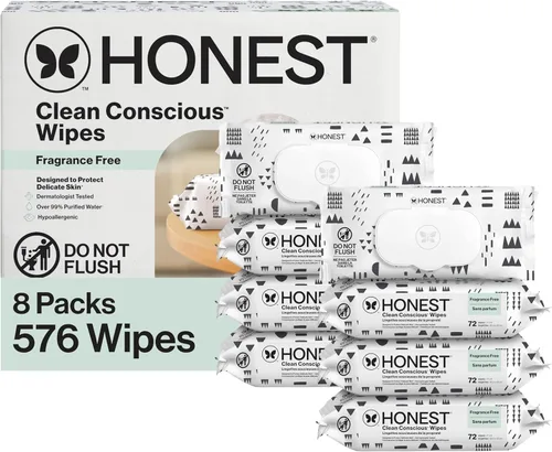 Vista 10 de The Honest Company Clean Conscious Toallitas multiusos Hipoalergénicas + sin fragancia para piel sensible Más del 99% de agua, compostables, a